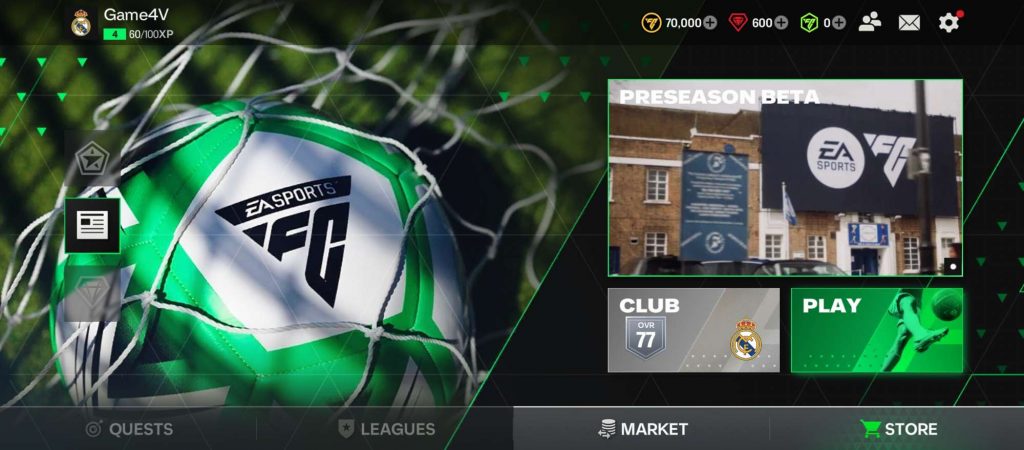Giao diện của EA Sports FC Mobile.