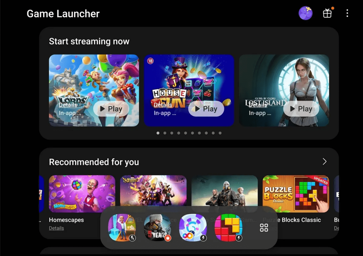 Giao diện Game Launcher.
