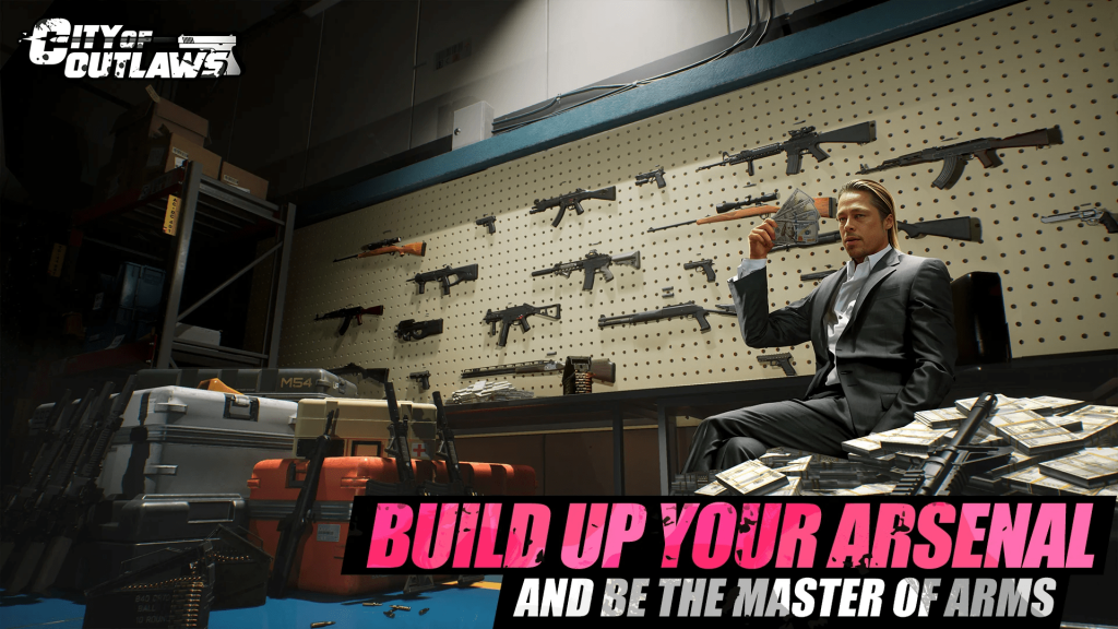 Người chơi sẽ có cơ hội trải nghiệm hàng trăm loại súng đạn khác nhau trong City of Outlaws. Ảnh: Play store.