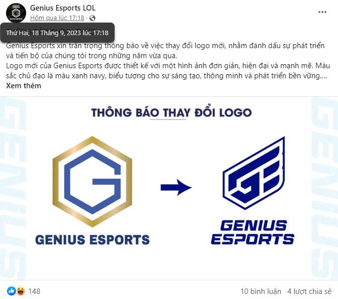 Dù đã vắng mặt tại VCS suốt 2 mùa giải, vậy nhưng fanpage (LMHT) của GE đột ngột đổi logo cùng ngày SGB rao bán suất thi đấu.