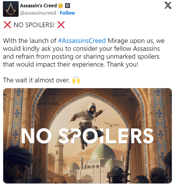 Ubisoft cấm người chơi tiết lộ nội dung Assassin’s Creed Mirage