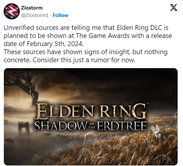 Elden Ring rò rỉ ngày phát hành DLC Shadow of Erdtree