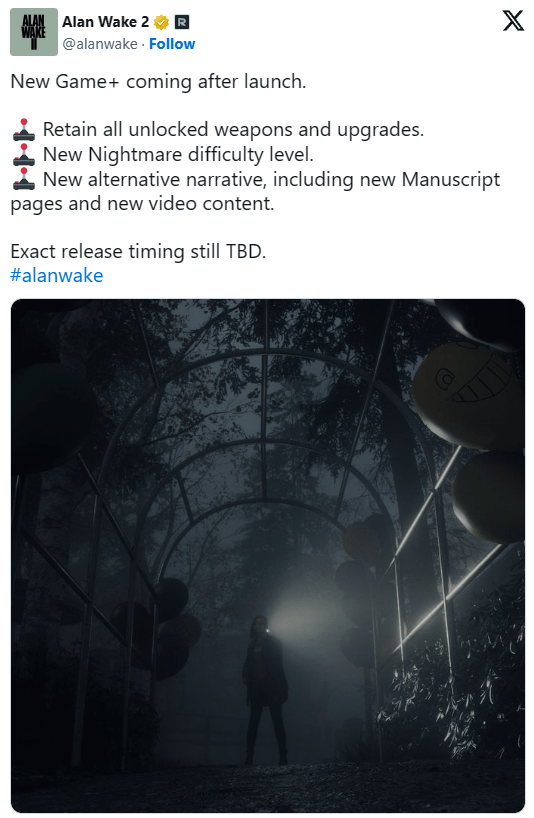 Chế độ New Game+ của Alan Wake 2 sẽ hé lộ nhiều chi tiết cốt truyện mới