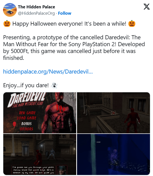 Dự án Daredevil bị hủy bỏ rò rỉ bản game có thể chơi được