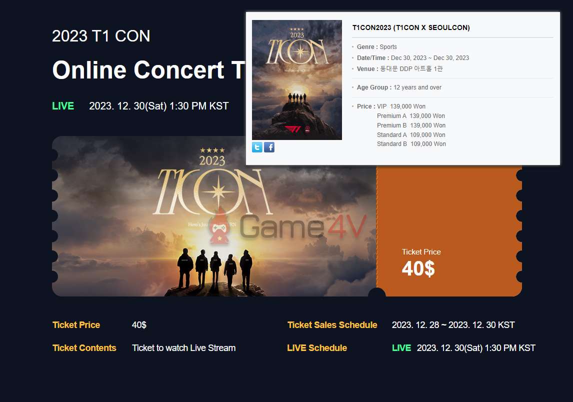 Giá vé online và offline của sự kiện T1con.