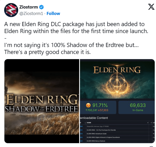 Steam xuất hiện các dữ liệu cho DLC Elden Ring